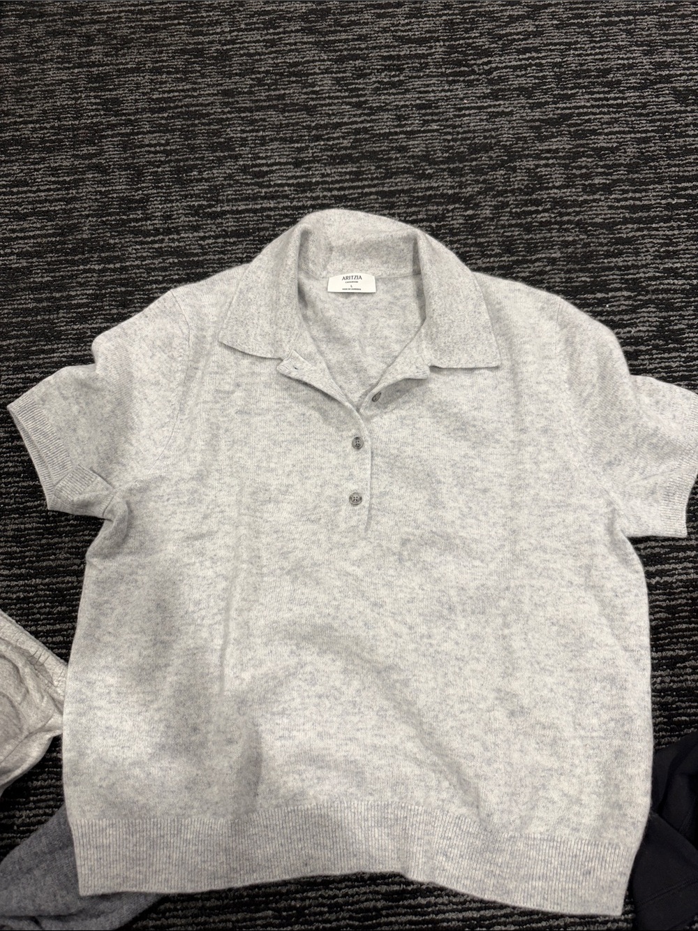 Aritzia Light Gray Short-Sleeve Polo Sweater